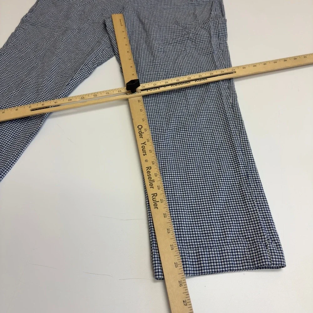 Free People Pants Womens Large Blue Gingham‎ Plaid Kate Cotton Trousers